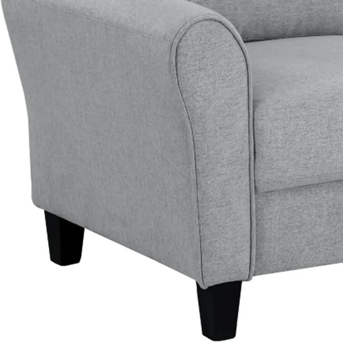 Engi 58 Inch Accent Loveseat, Smooth Gray Polyester, Attached Back Cushion - Benzara