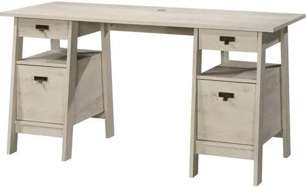 Traditional Farmhouse Office Desk with File Cabinets