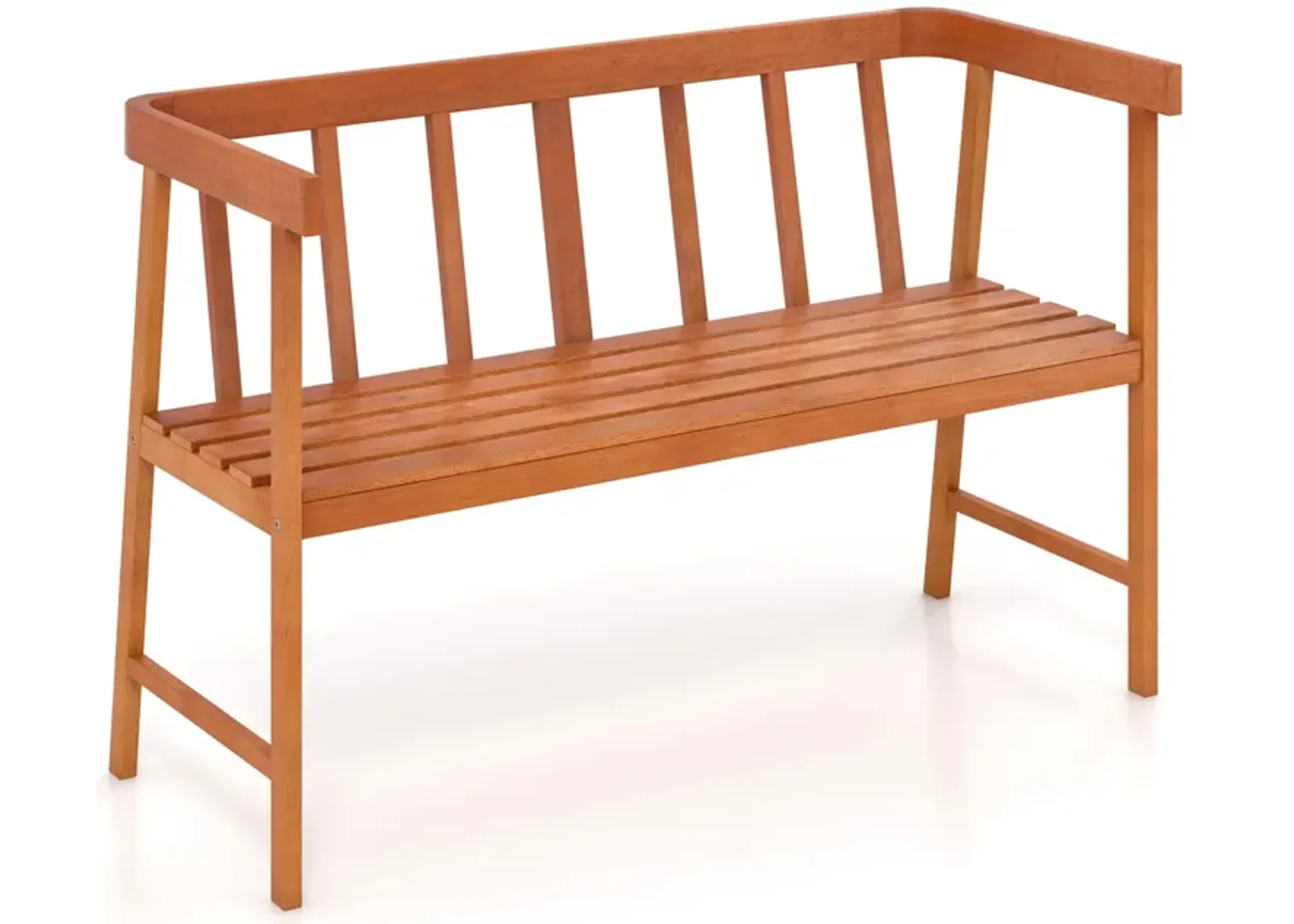 Outdoor Acacia Wood Bench with Backrest and Armrests