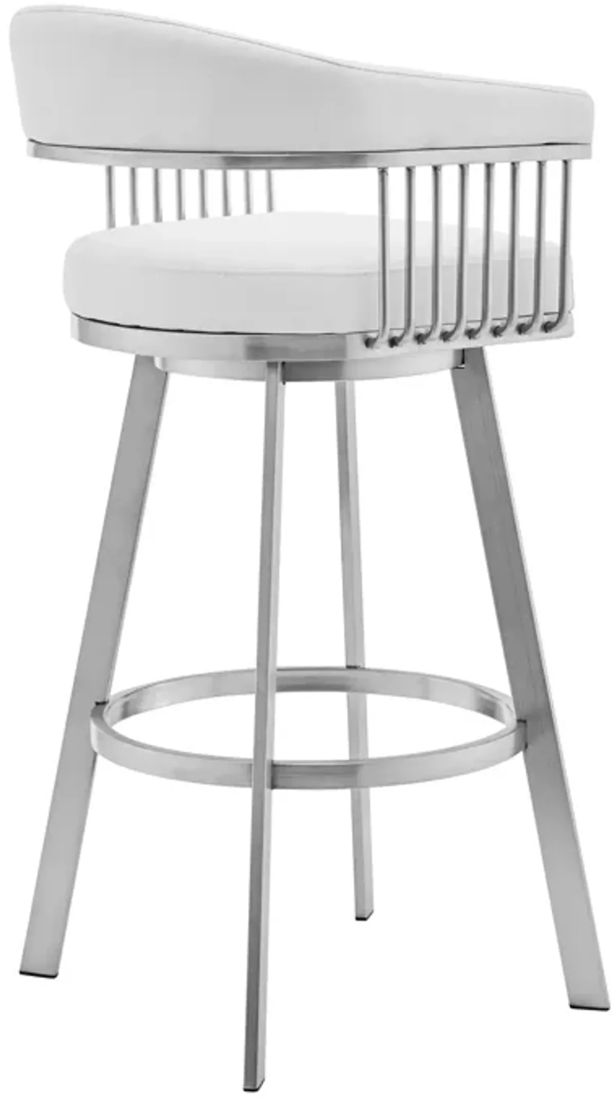 Chelsea Faux Leather and Brushed Stainless Steel Swivel Bar Stool