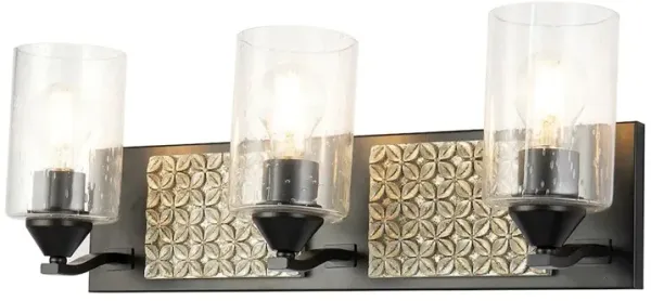 Lucas McKearn Arcadia 3 Light Bath Bar in Matte Black and Silver