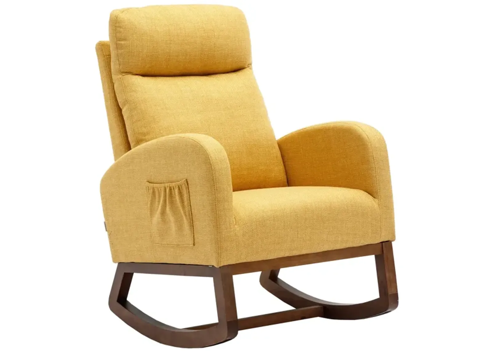 MONDAWE Modern Glider Chair, Recliner Armchair with Wood Legs and Side Pocket, Nursery Rocking Accent Chair with High Back for Living Room Bedroom