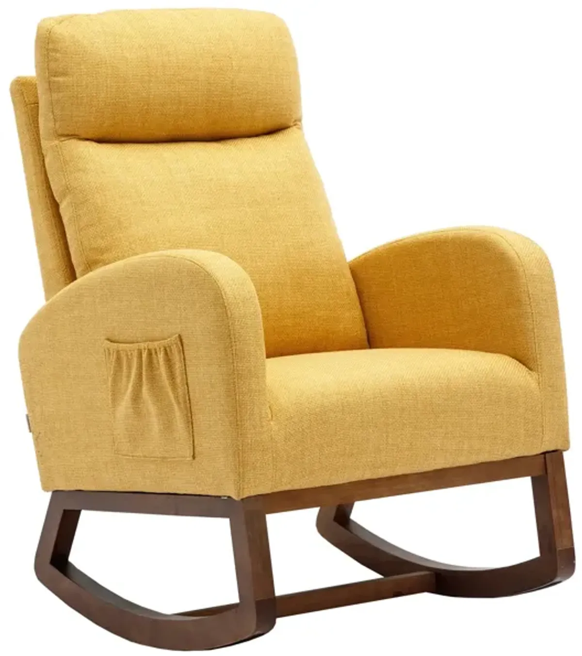 MONDAWE Modern Glider Chair, Recliner Armchair with Wood Legs and Side Pocket, Nursery Rocking Accent Chair with High Back for Living Room Bedroom