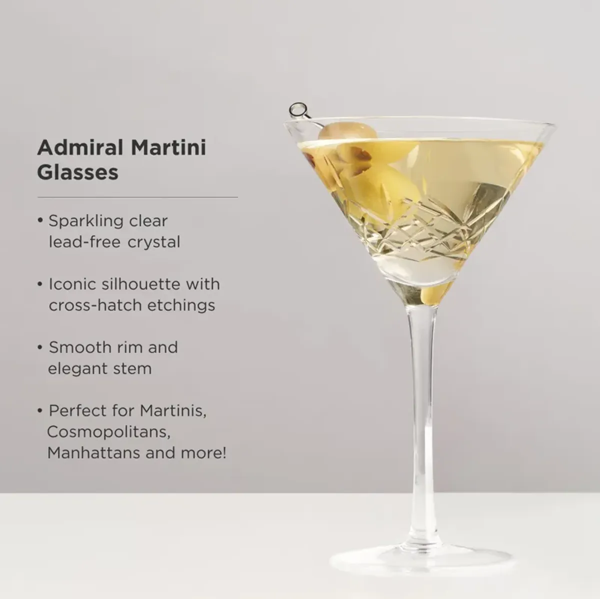 Admiral Crystal Martini Glasses