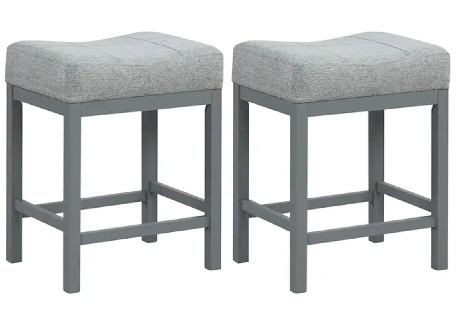 Set of 2 Linen Fabric Saddle Stools 24.5-Inch Height with Cushioned Seat for Comfort