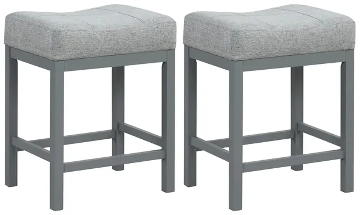 Set of 2 Linen Fabric Saddle Stools 24.5-Inch Height with Cushioned Seat for Comfort