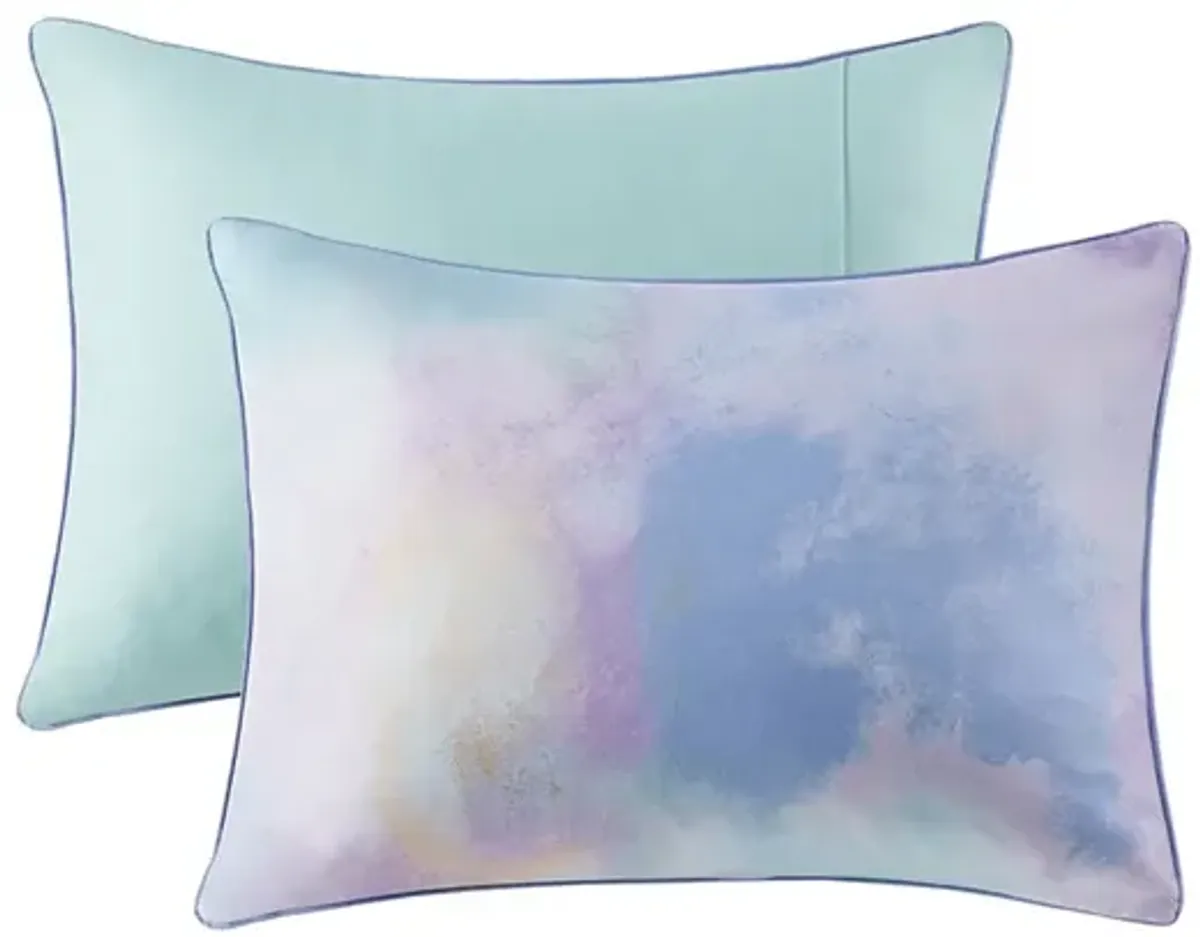 Gracie Mills Orion Dreamscape Watercolor Tie Dye Comforter Set with Cozy Throw Pillow