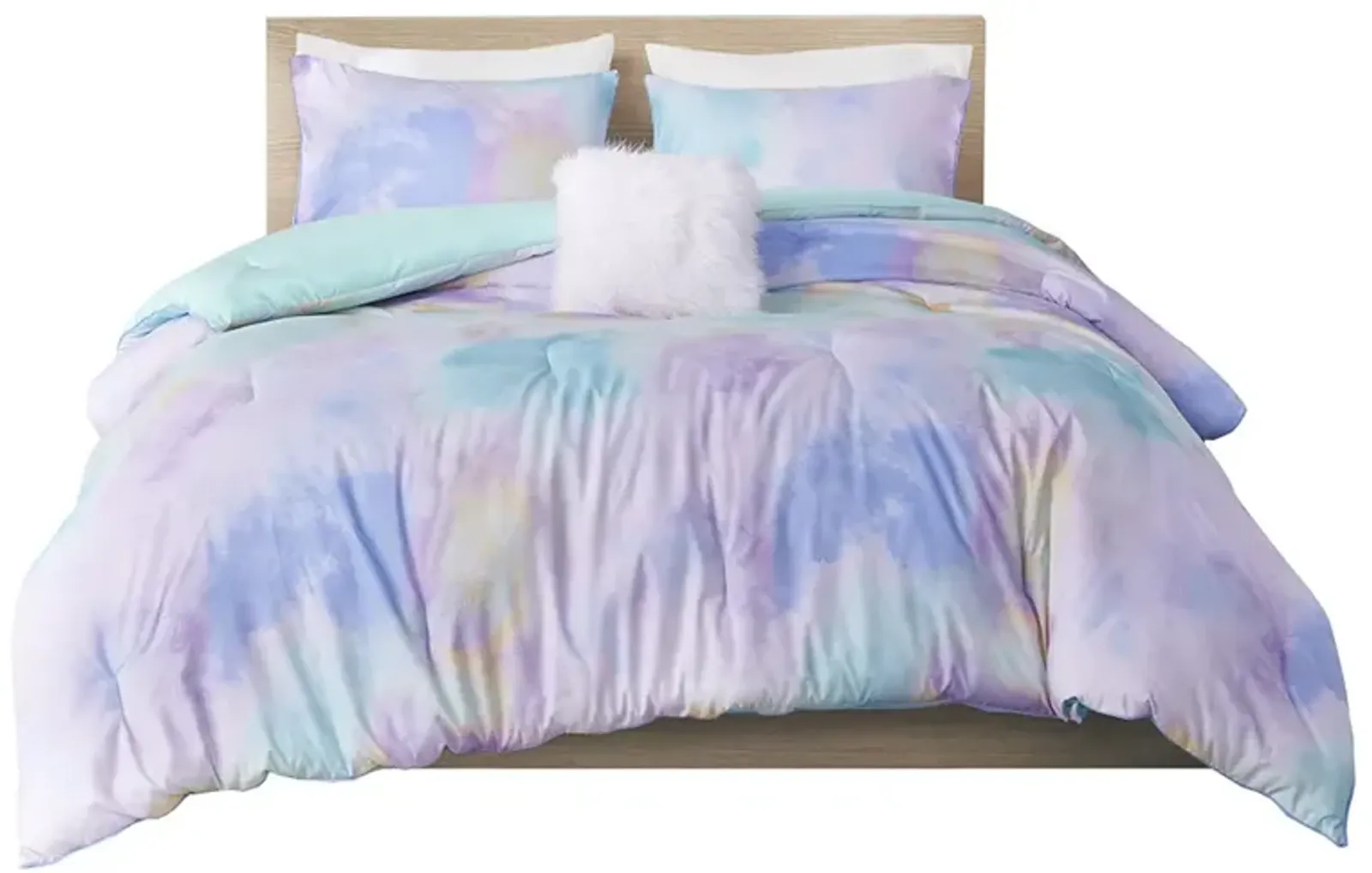 Gracie Mills Orion Dreamscape Watercolor Tie Dye Comforter Set with Cozy Throw Pillow