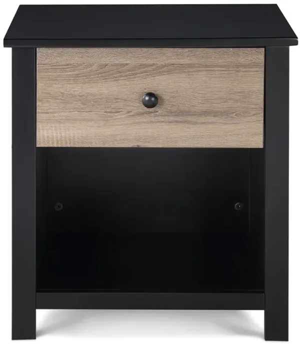 Olive & Opie Connelly Nightstand Black/Vintage Walnut