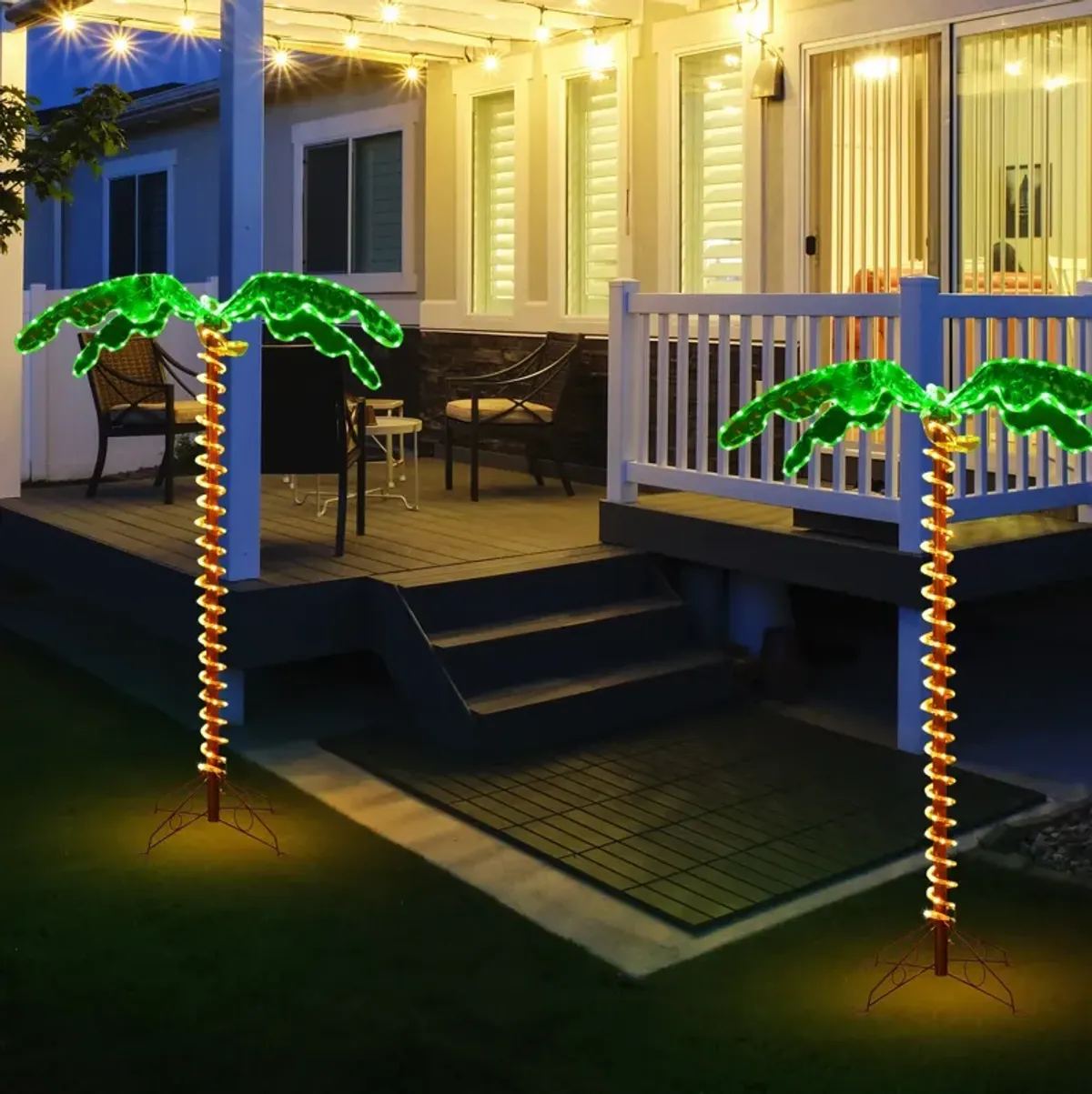 5 Feet LED Pre-lit Palm Tree Decor with Light Rope