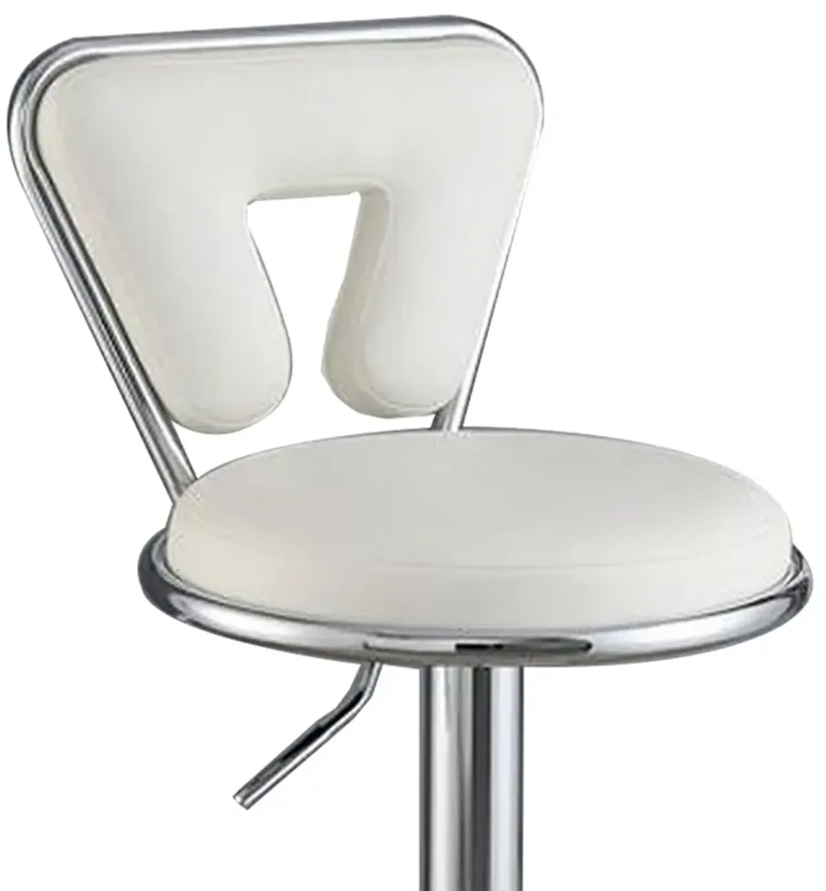 Adjustable Barstool with Round Seat and Stalk Support, Set of 2, White-Benzara