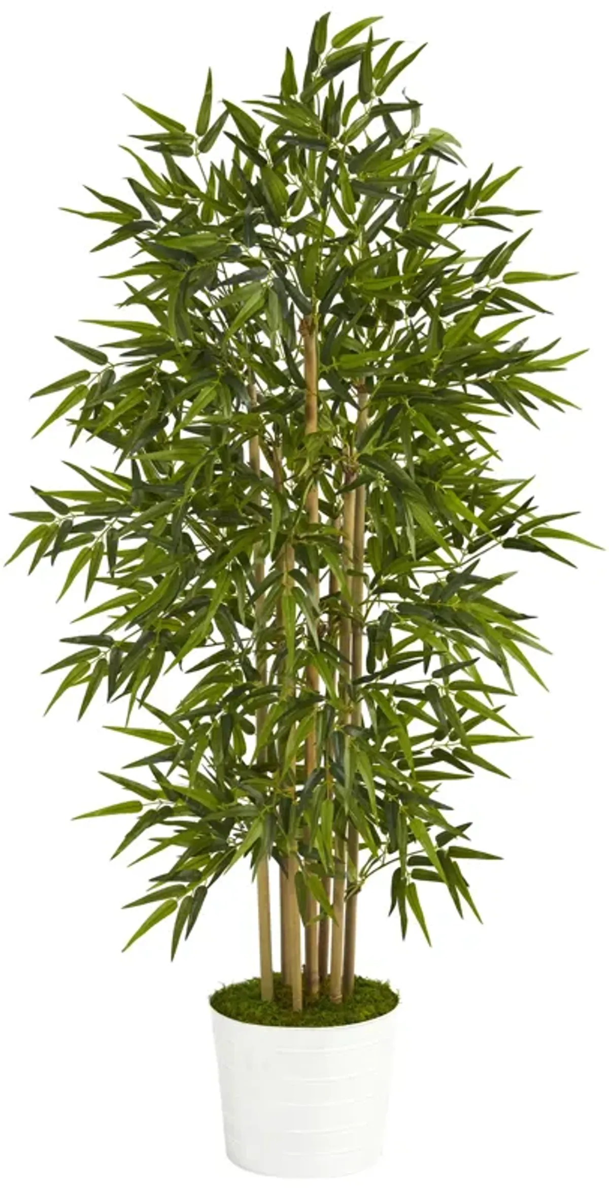 Hivvago 64 Inches Bamboo Artificial Tree in White Tin Planter