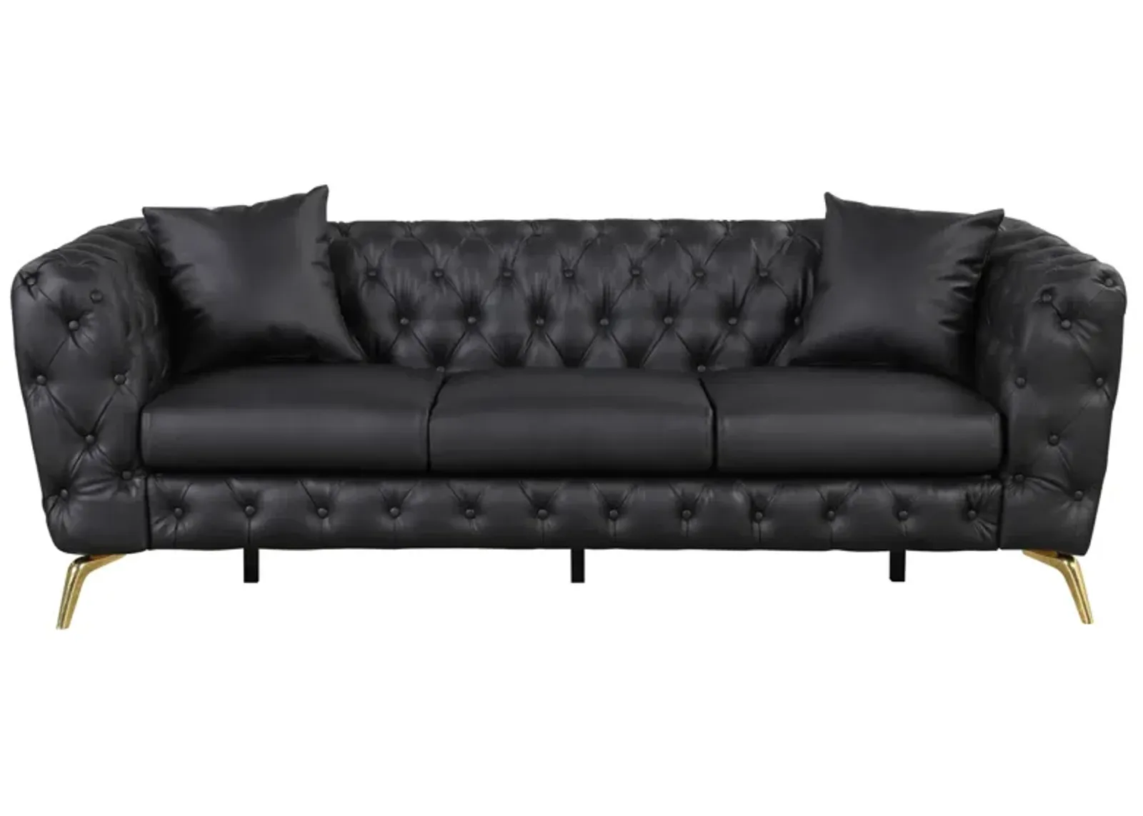 Modern PU Upholstered 3-Seater Sofa with Metal Legs