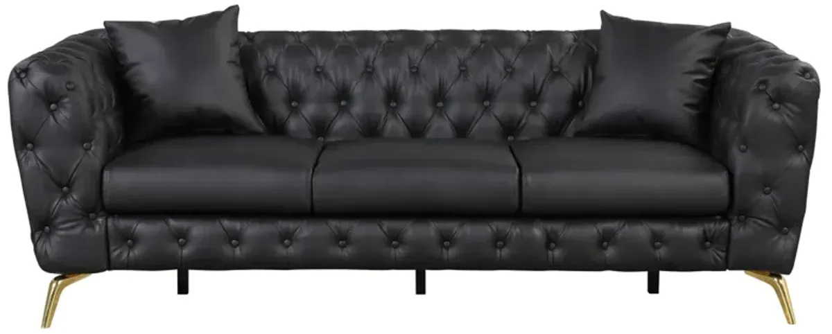 Modern PU Upholstered 3-Seater Sofa with Metal Legs