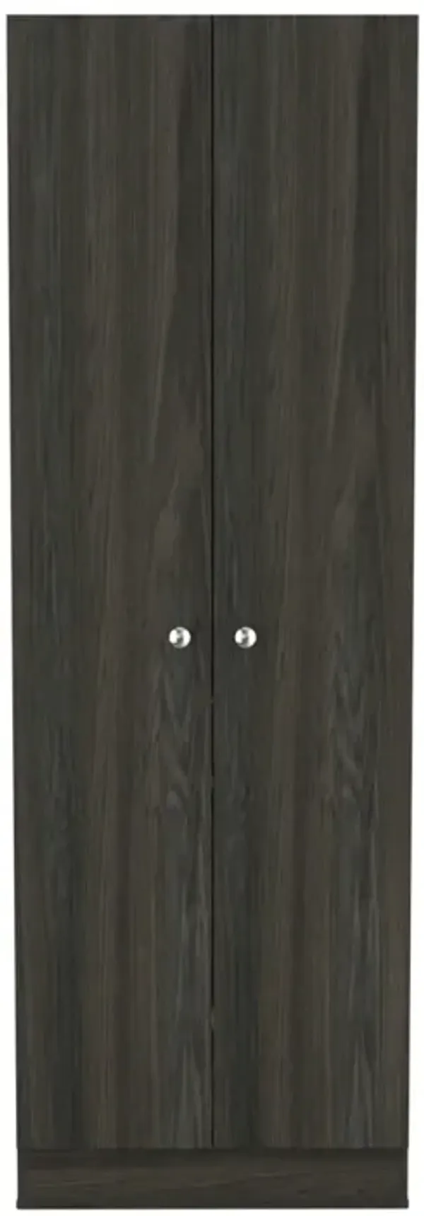 Buxton Rectangle 2-Door Storage Tall Cabinet Carbon Espresso And Black Wengue