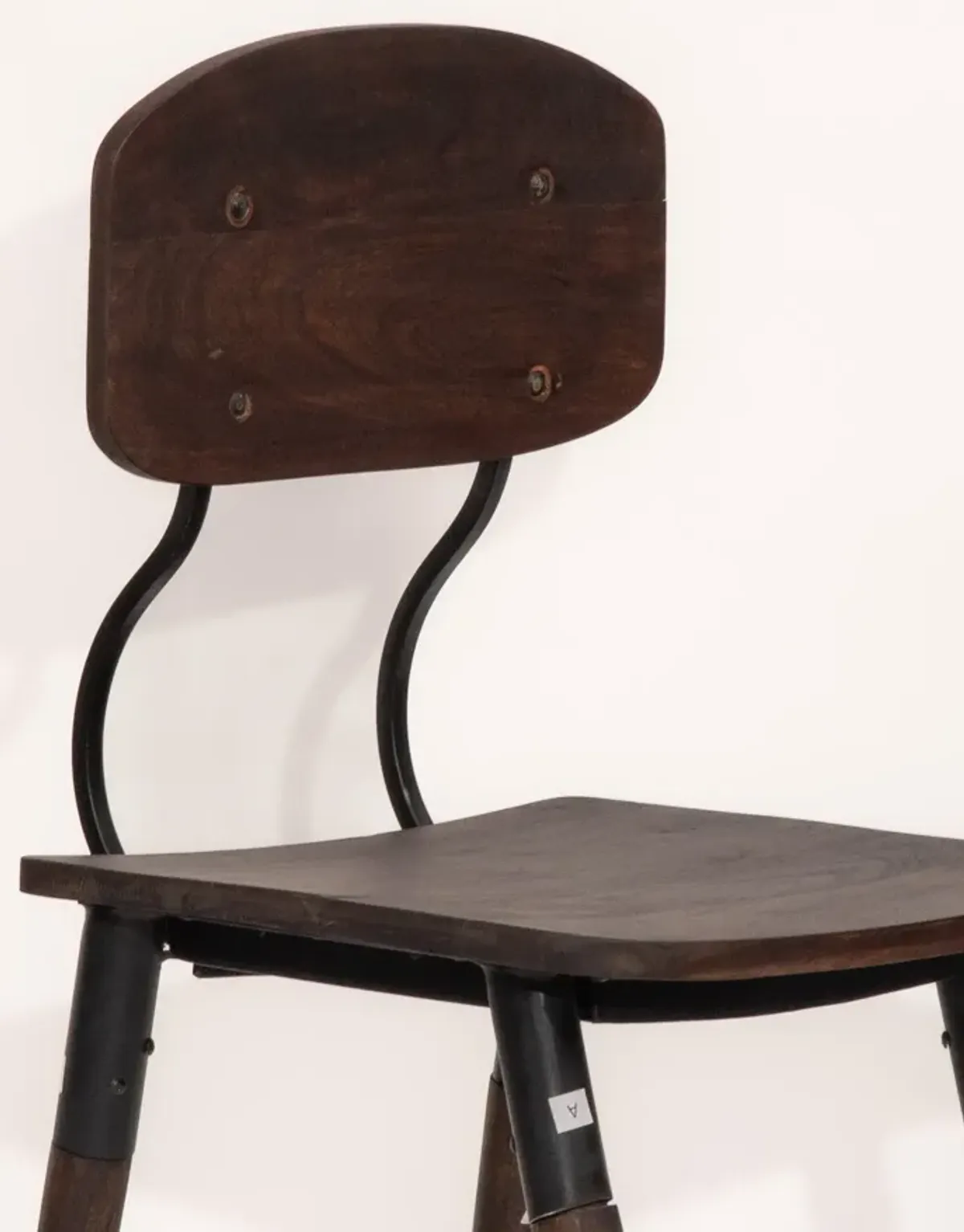 Handmade Eco-Friendly Vintage Acacia Wood & Iron Walnut Black Rectangle Chair 34"x16.5"x16" From BBH Homes