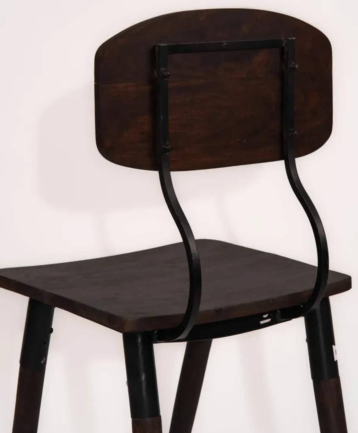 Handmade Eco-Friendly Vintage Acacia Wood & Iron Walnut Black Rectangle Chair 34"x16.5"x16" From BBH Homes