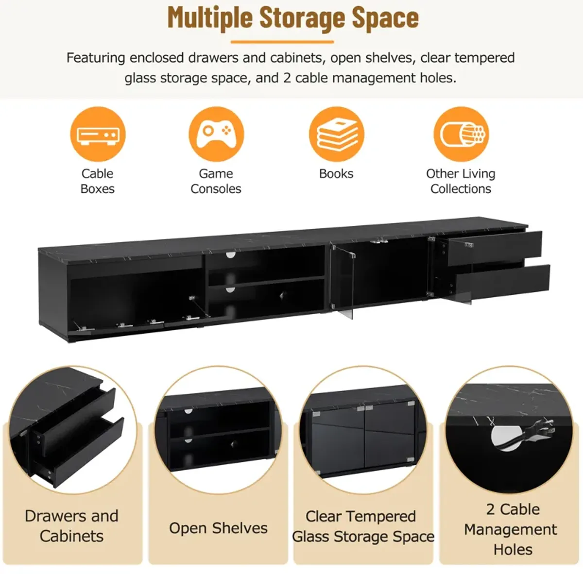 Merax LED TV Stand with 2 Drawers