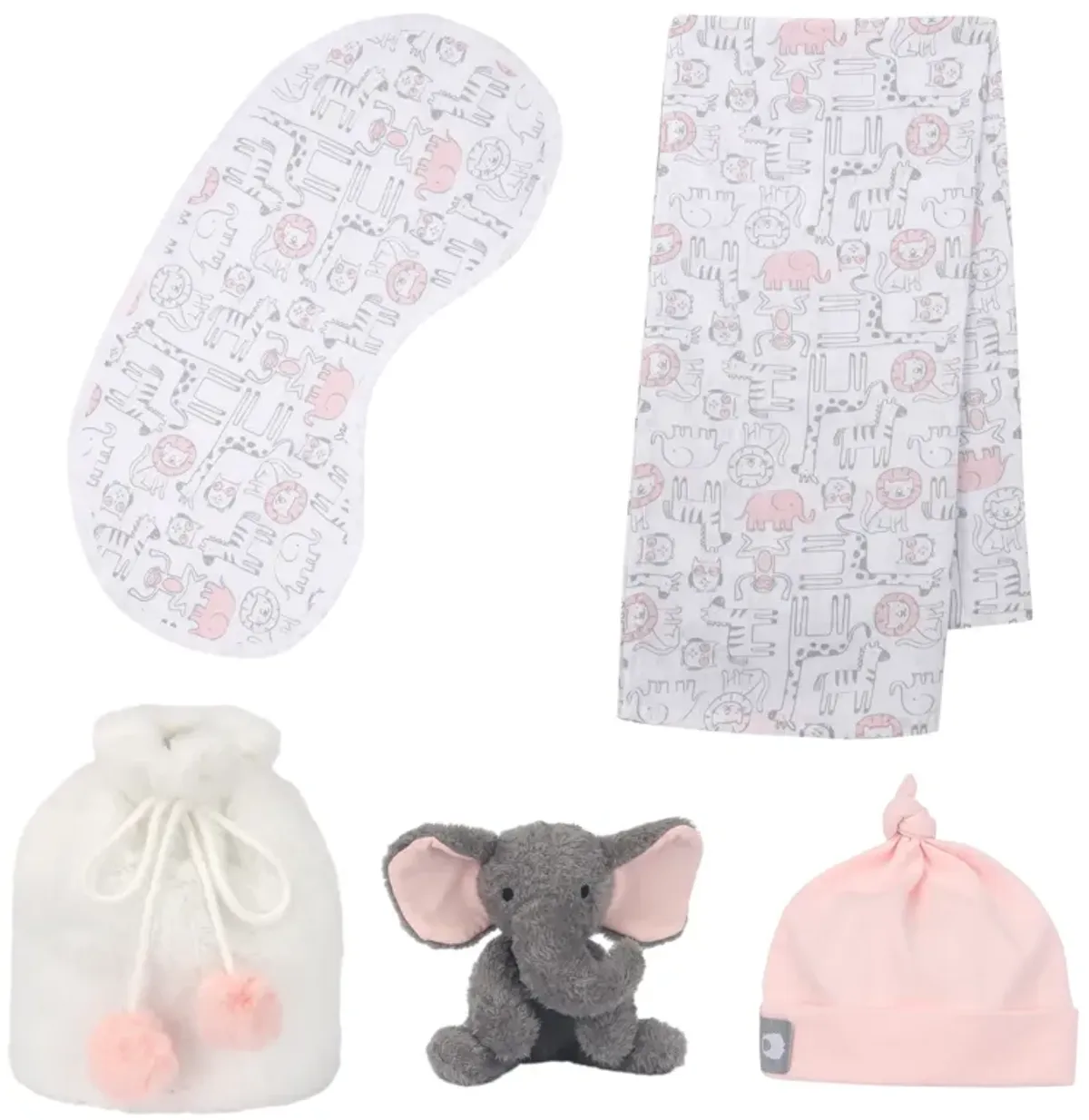 5 Piece Pink/Gray Luxury Soft Baby Gift Bag for Infant/Newborn