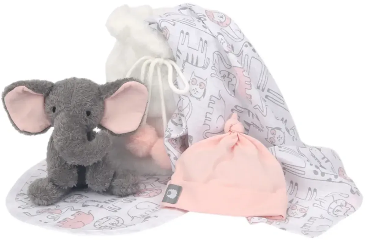 5 Piece Pink/Gray Luxury Soft Baby Gift Bag for Infant/Newborn