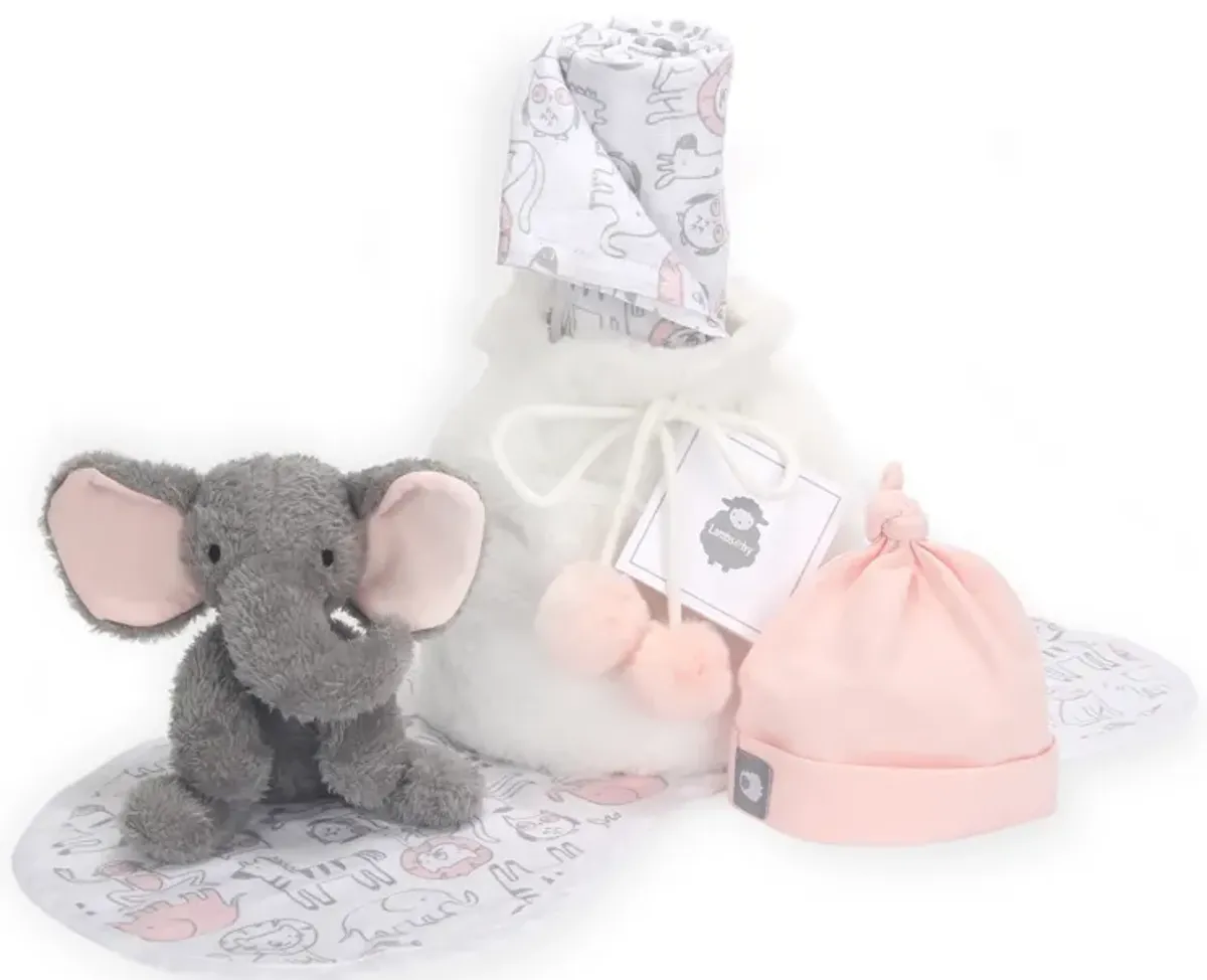 5 Piece Pink/Gray Luxury Soft Baby Gift Bag for Infant/Newborn