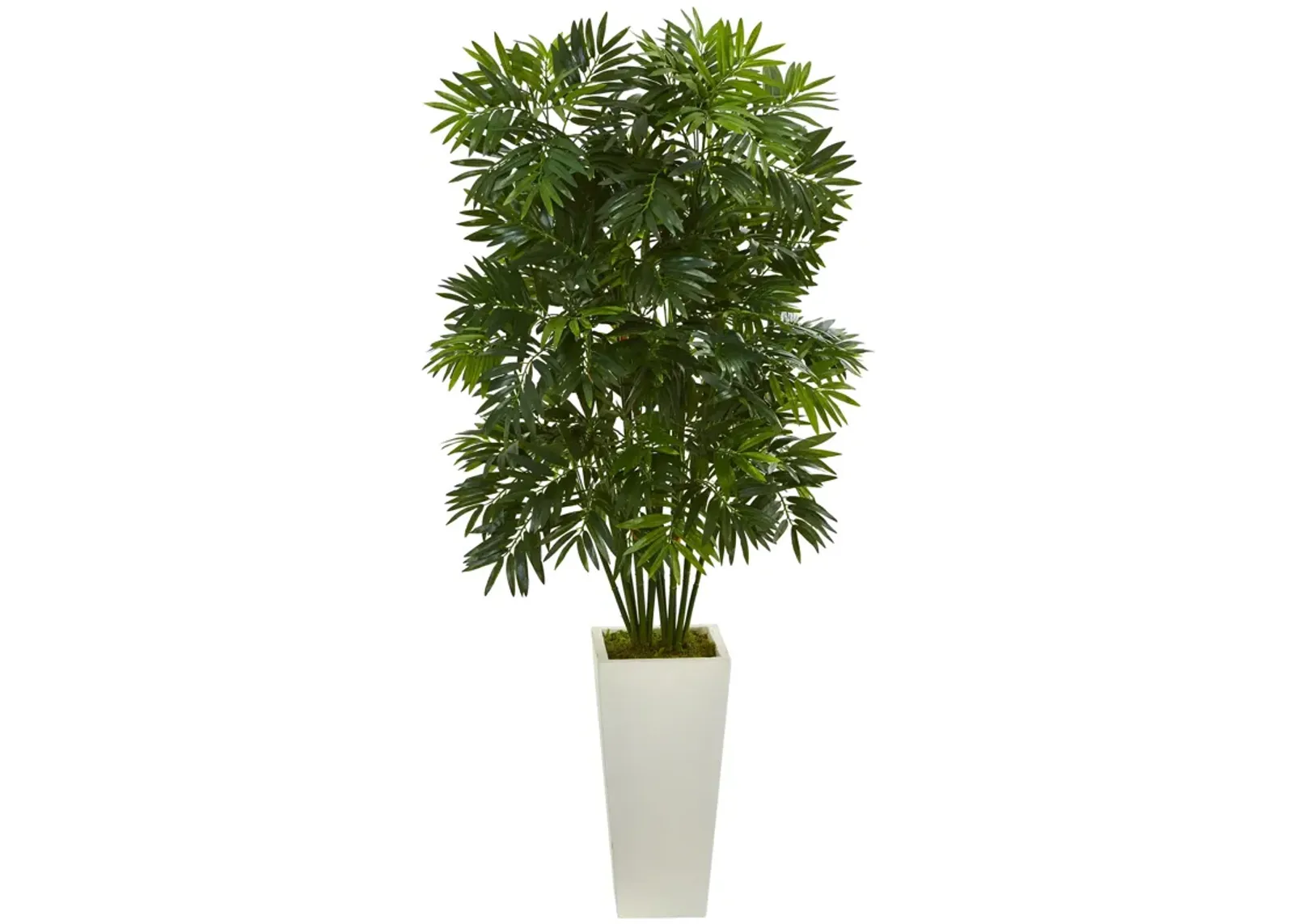 Hivvago 49" Mini Bamboo Palm Artificial Pant in White Tower Planter