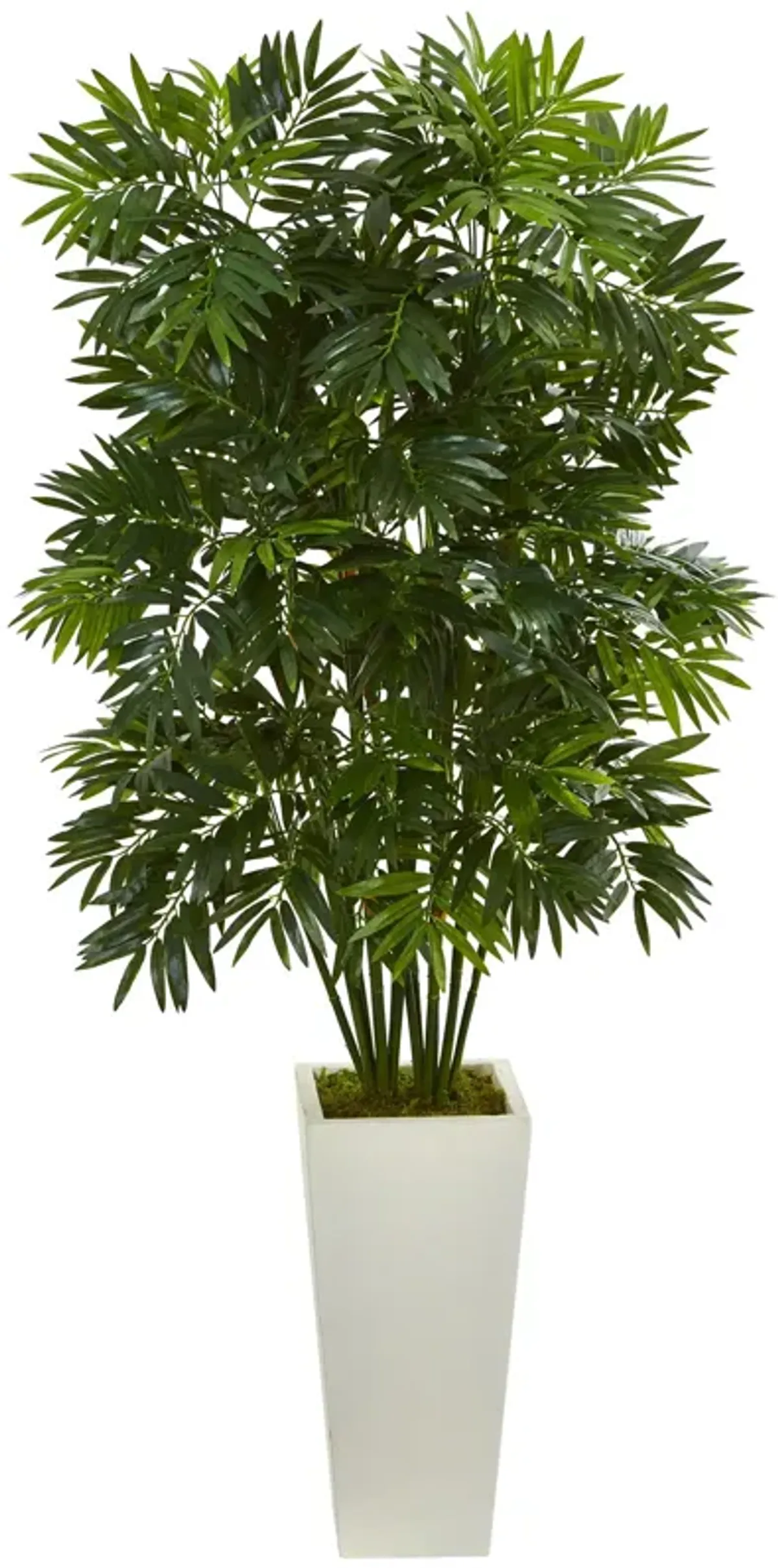 Hivvago 49" Mini Bamboo Palm Artificial Pant in White Tower Planter