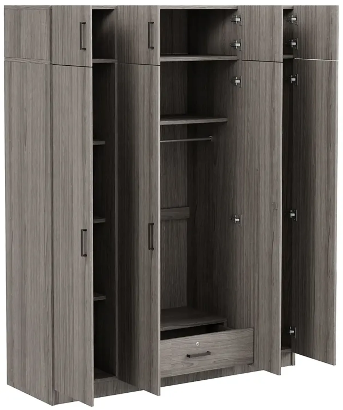 Merax 4-Door Wardrobe with 1 Drawer and Top Cabinets