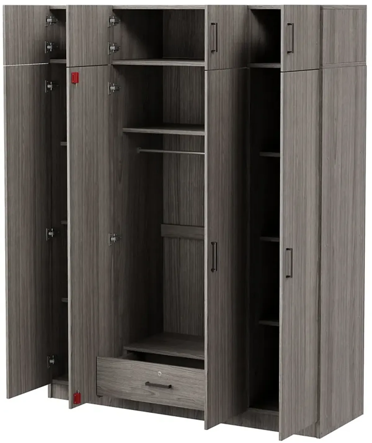 Merax 4-Door Wardrobe with 1 Drawer and Top Cabinets