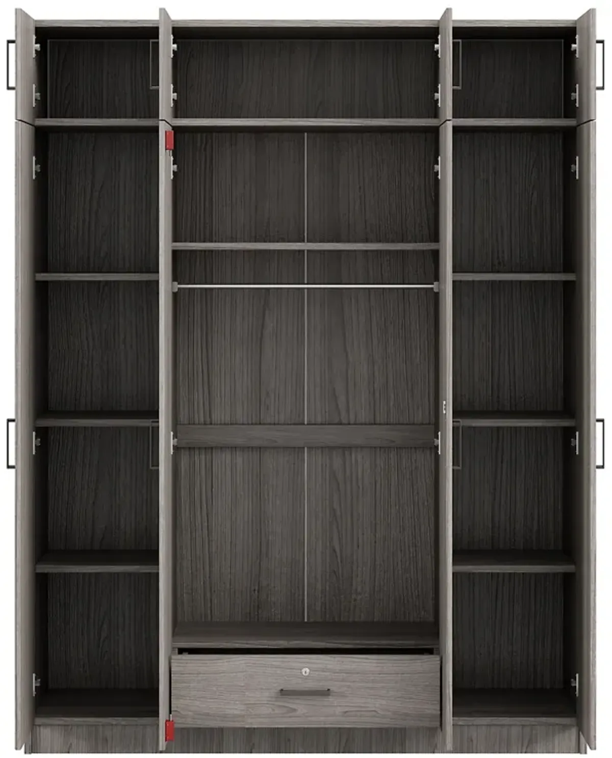 Merax 4-Door Wardrobe with 1 Drawer and Top Cabinets