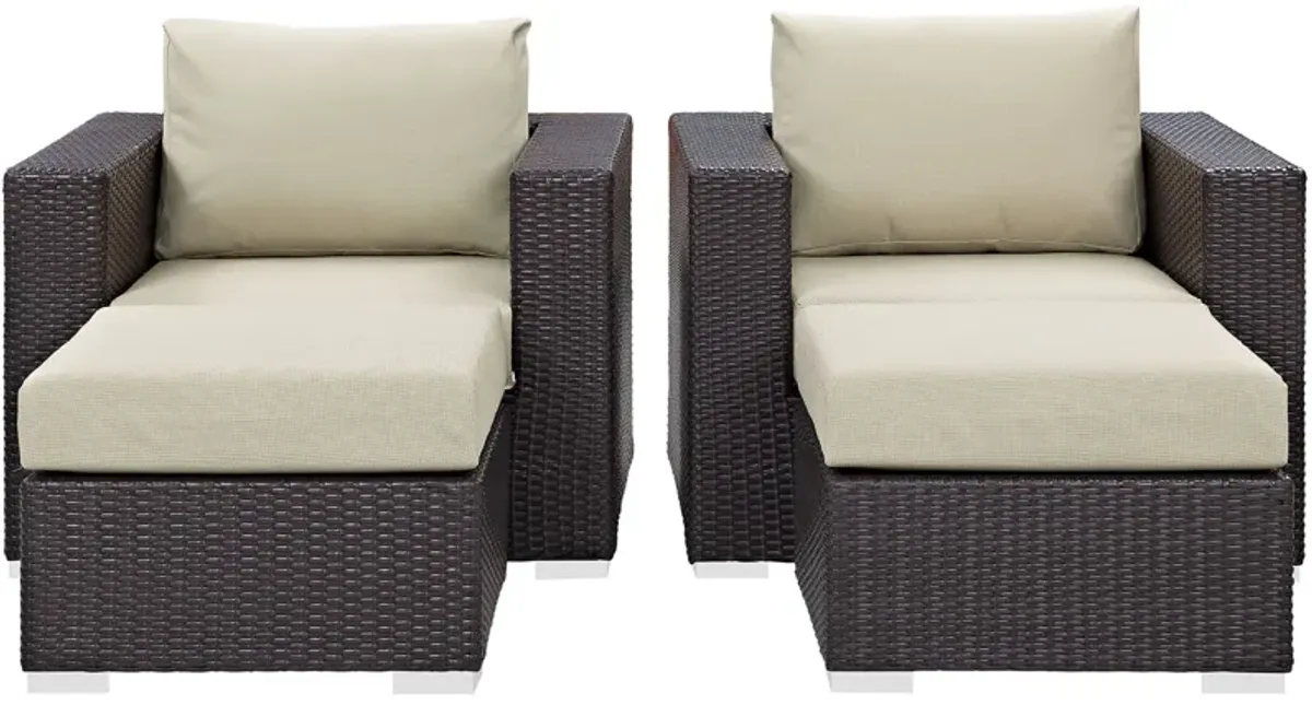 Convene 4 Piece Outdoor Patio Sectional Set - Espresso Beige