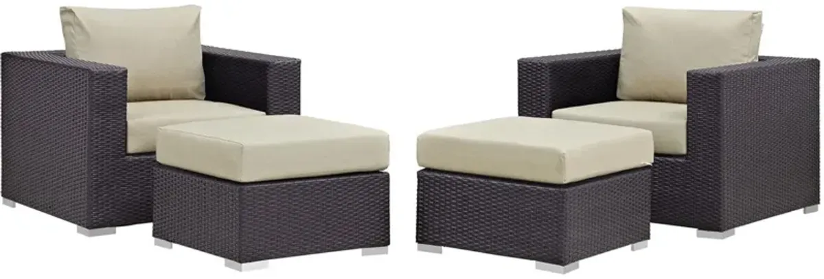 Convene 4 Piece Outdoor Patio Sectional Set - Espresso Beige