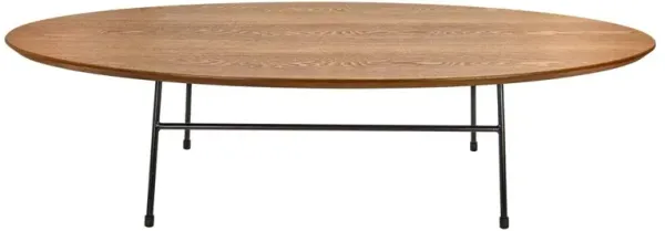 LeisureMod Rossmore Oval Coffee Table with Ash Veneer Top