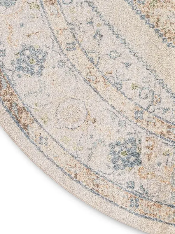 Astra Machine Washable ASW13 Ivory/Blue 5'3" x Round Rug