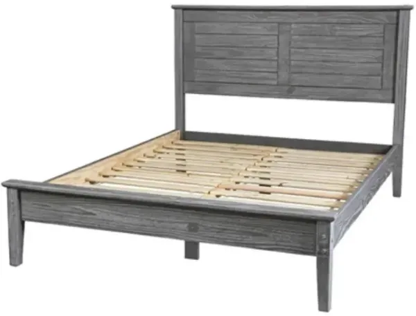 Hivvago Twin Size Coastal Dorm Farmhouse Solid Pine Wood Platform Bed in Rustic Grey