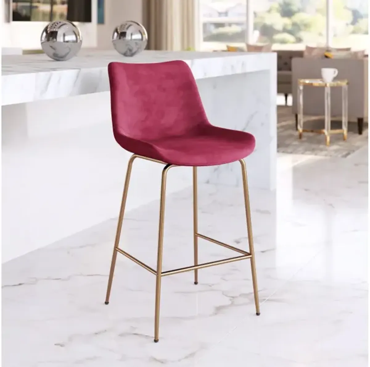 Tony Counter Stool Red & Gold