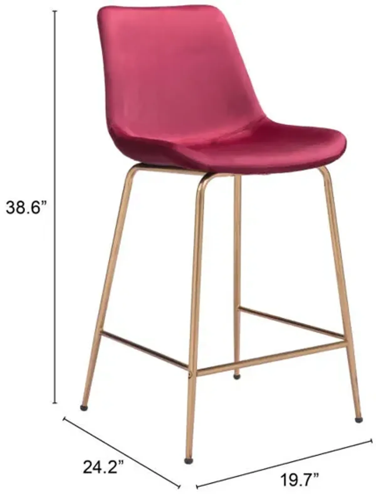 Tony Counter Stool Red & Gold