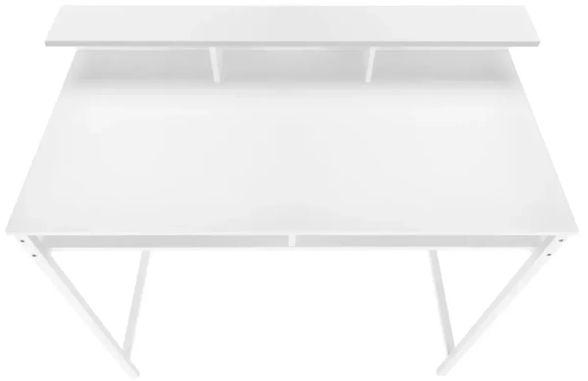 Monarch Specialties I 7701 Computer Desk, Home Office, Standing, Storage Shelves, 48"L, Work, Laptop, Metal, Laminate, White, Contemporary, Modern