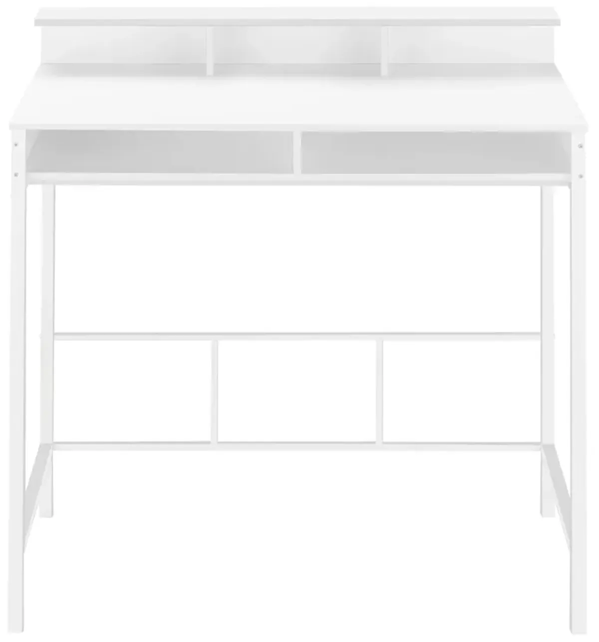 Monarch Specialties I 7701 Computer Desk, Home Office, Standing, Storage Shelves, 48"L, Work, Laptop, Metal, Laminate, White, Contemporary, Modern