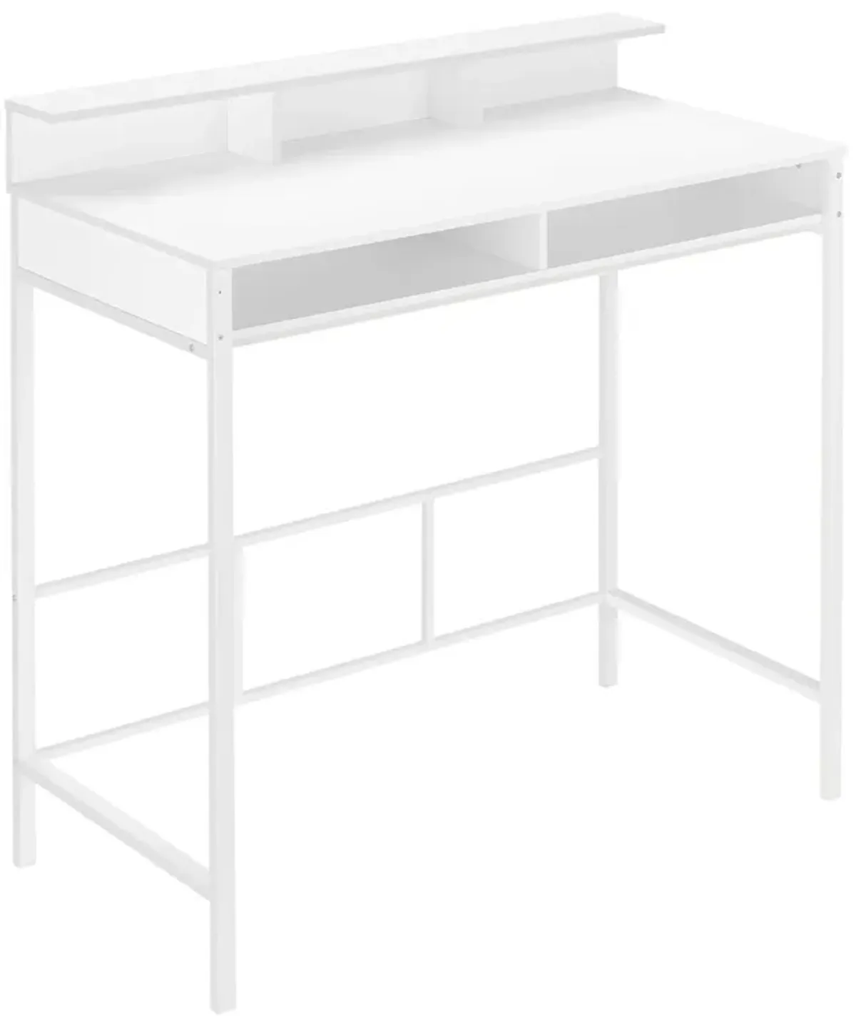 Monarch Specialties I 7701 Computer Desk, Home Office, Standing, Storage Shelves, 48"L, Work, Laptop, Metal, Laminate, White, Contemporary, Modern