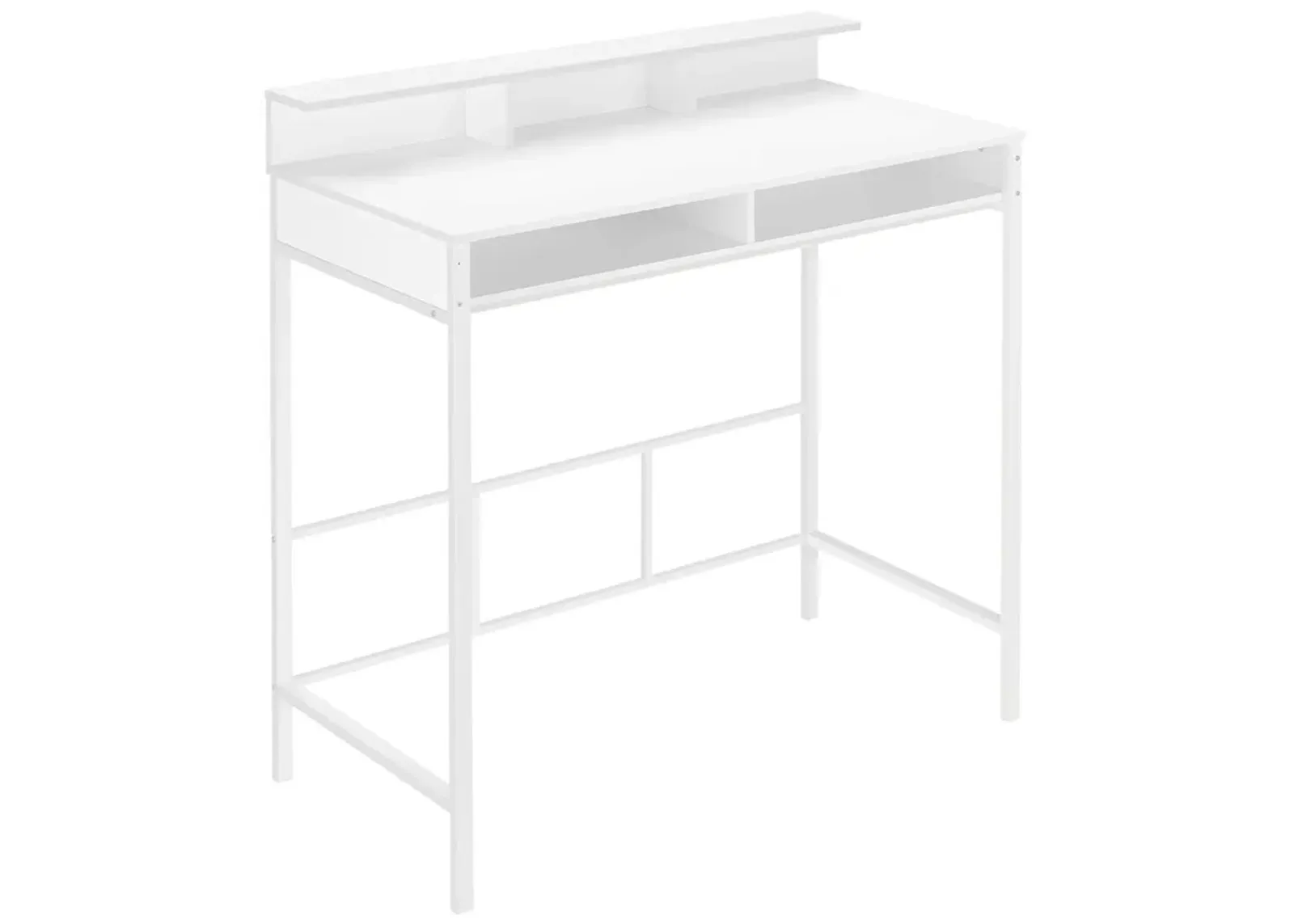 Monarch Specialties I 7701 Computer Desk, Home Office, Standing, Storage Shelves, 48"L, Work, Laptop, Metal, Laminate, White, Contemporary, Modern