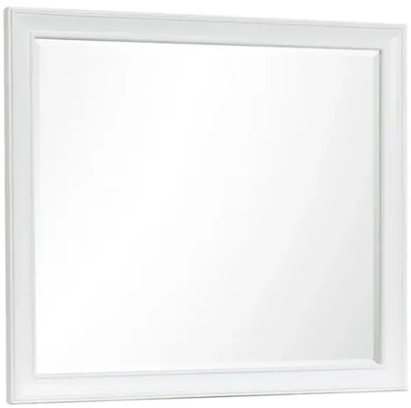 Limi 37 x 43 Dresser Mirror, Modern Wood Frame, White Brushed Finish - Benzara