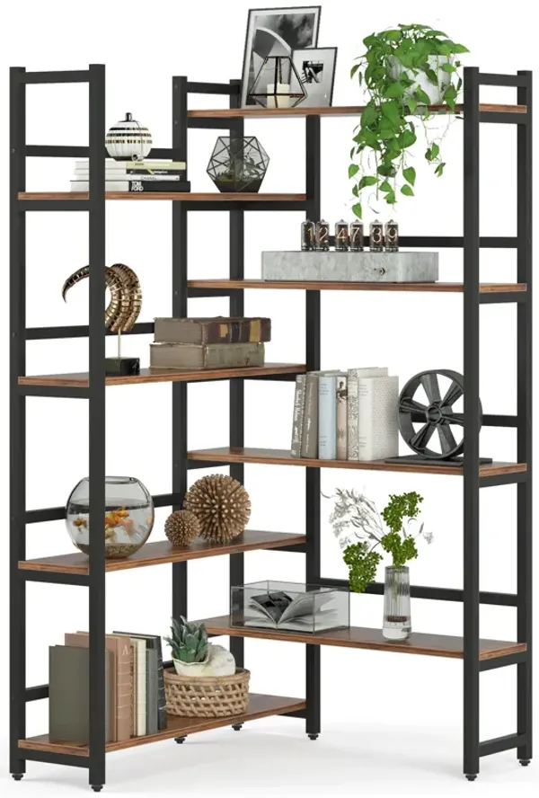 Corner Bookshelf, 8-Tier Modern Bookcase with Metal Frame for Open Storage, Corner Display Rack Storage Organizer for Home Office
