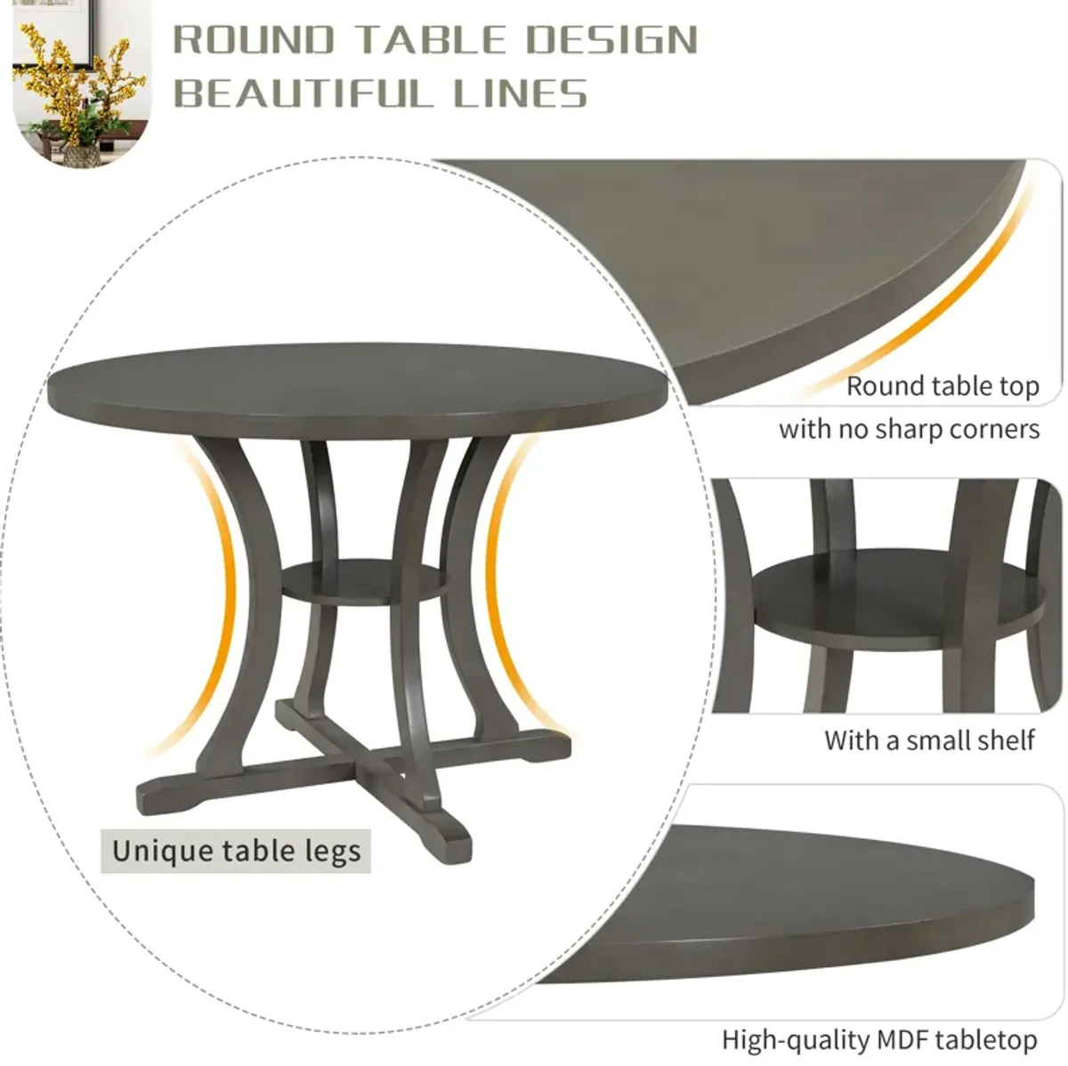 Merax Modern Round Dining Table and Chairs Set