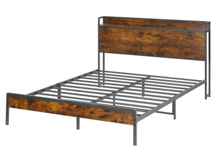 Bed frame with charging station queen size,87.80" L x 61.80" W x 39.2" H