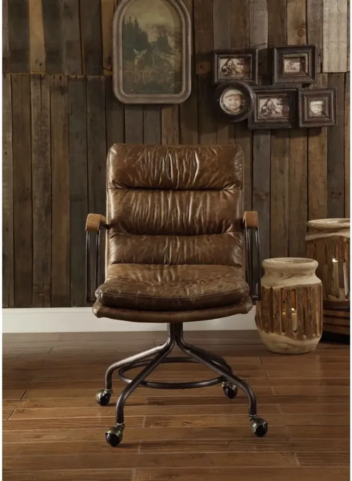 Harith Office Chair In Vintage Whiskey Top Grain Leather