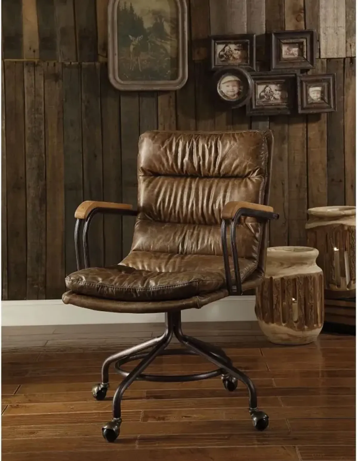 Harith Office Chair In Vintage Whiskey Top Grain Leather