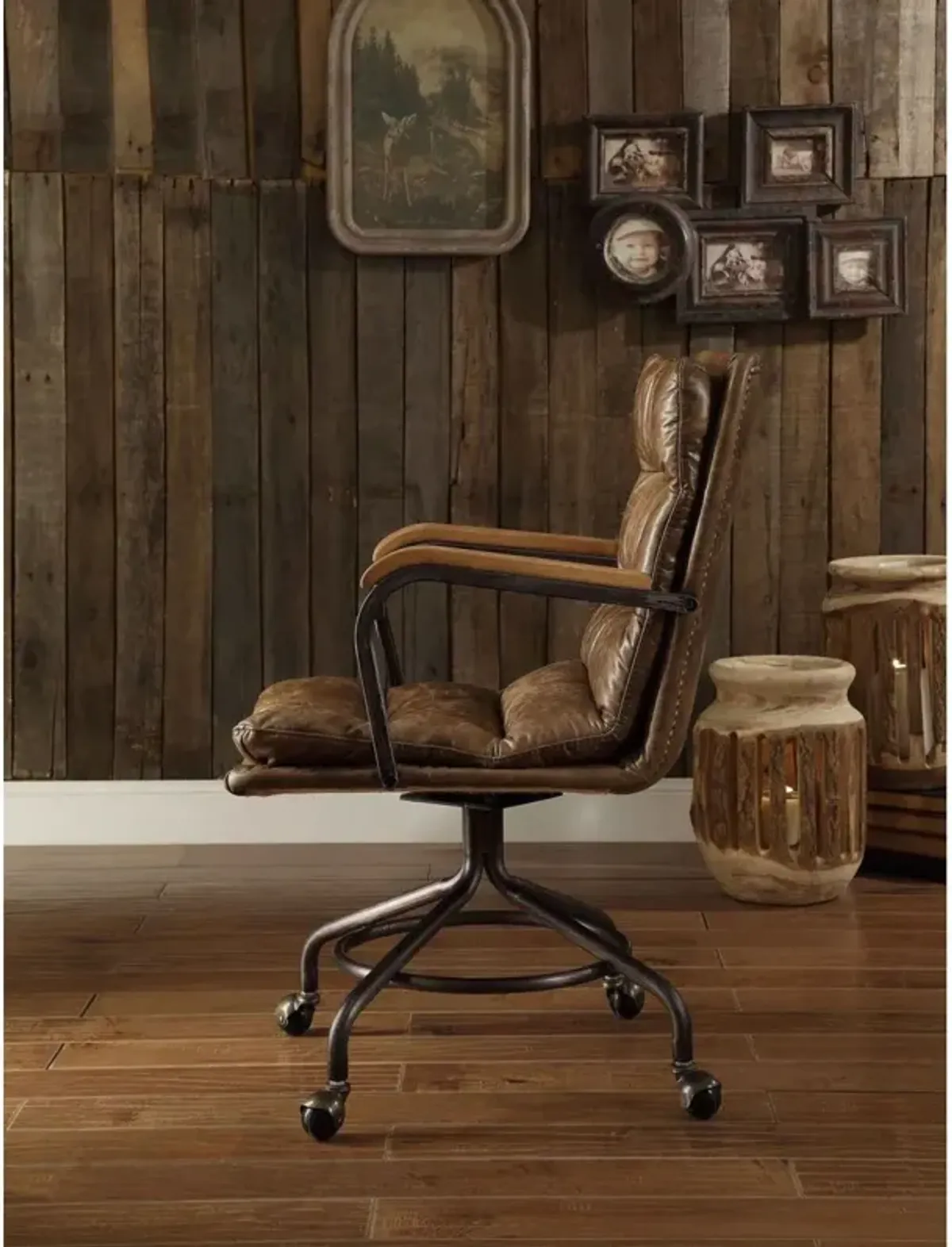 Harith Office Chair In Vintage Whiskey Top Grain Leather