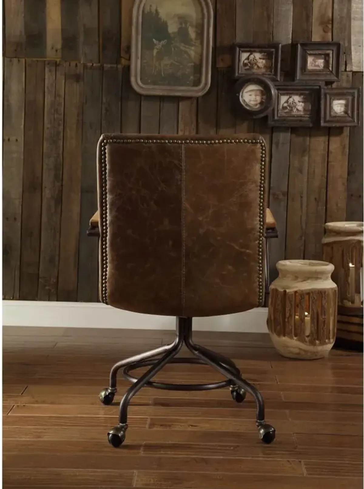 Harith Office Chair In Vintage Whiskey Top Grain Leather