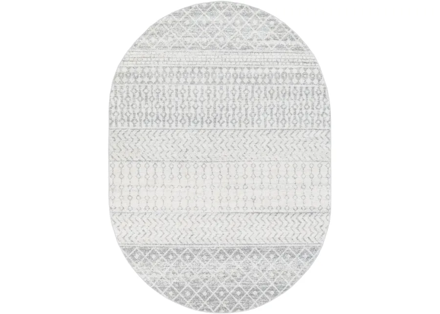 Elaziz ELZ-2345 4' x 6' Oval Gray Rug